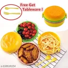 Burger Shape School Tiffin Lunch Box for Kids, Leak Proof Plastic with Compartments, Pack of 1