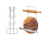 Oc9 स्टेनलेस स्टील चकला बेलन स्टैंड & कप स्टैंड फॉर किचन