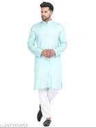Cotton Blend Checked Kurta with Pyjama for Men 