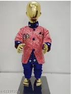 Art Silk Full Sleeves Sherwani with Pyjama Set for Boys 