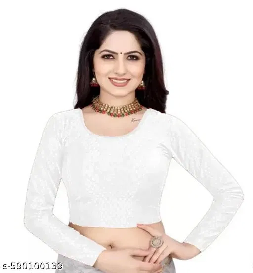 Lycra Ready Made Blouse for Women, White (28)