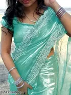 Jimmy Choo Solid Saree For Women, Green