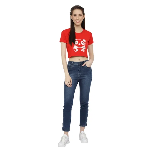 Denim Straight Fit Jeans For Women, Blue (32)