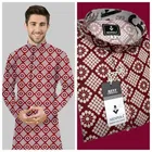 Cotton Slub Printed Kurta for Men 