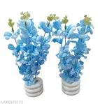 Plastic Artificial Flower With Pot,Multicolour,Set Of 2