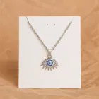 Women's Silver Evil Eye Pendant Necklace Set 