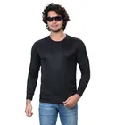 Round Neck Solid T-Shirt for Men (Black, S)