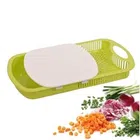 Plastic Chopping Board with Tray (Green, Set of 1)
