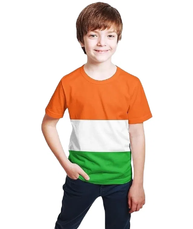 Cotton Blend Round Neck Tricolor T-Shirt for Boys (Multicolor, 13-14 Years)