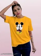 Cotton Blend T-shirt for Women, Yellow 