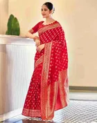 Silk Woven Design Saree for Women, Red 