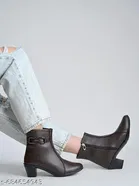 Shoetopia Synthetic Heeled Boots Brown 