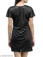Satin Solid Babydoll for Women, Black 