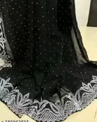 Georgette Embellished Saree for Women, Black 