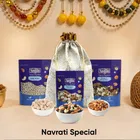 Designer Potli + Navguni Kaju W320 200 g + Navguni Super 7 Nutty Mix 175 g + Navguni Panchmeva Prasadam 125 g