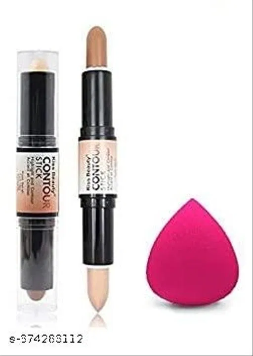 2 in 1 Contour Stick with Makeup Blender (Multicolor, Set of 2)