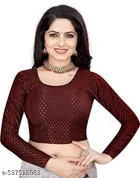 Lycra Ready Made Blouse for Women, Maroon & Blue, Pack of 2 