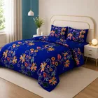 सिंपल होम लीफ डबल बेडशीट नेवी ब्लू 82x88inch