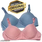 Cotton Solid Bra for Women & Girls, Multicolour, Pack of 2 