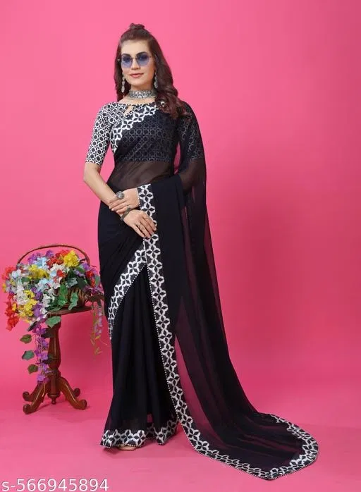 Elegant Saree for Women (Pink, Free Size)