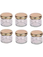 Afast 6 Pc Small Glass Jars with Golden lid 50 ml, small glass container with lid