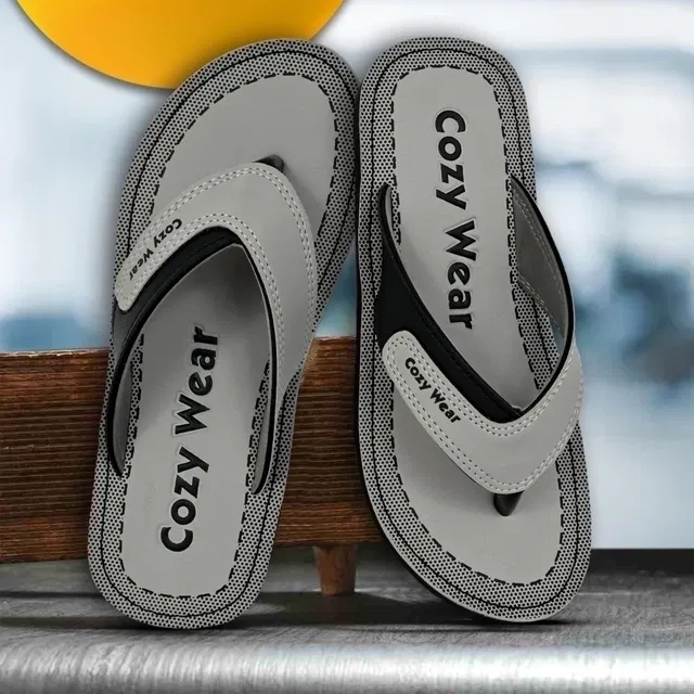 Cozy Wear Slippers for Men New (Grey, 6)