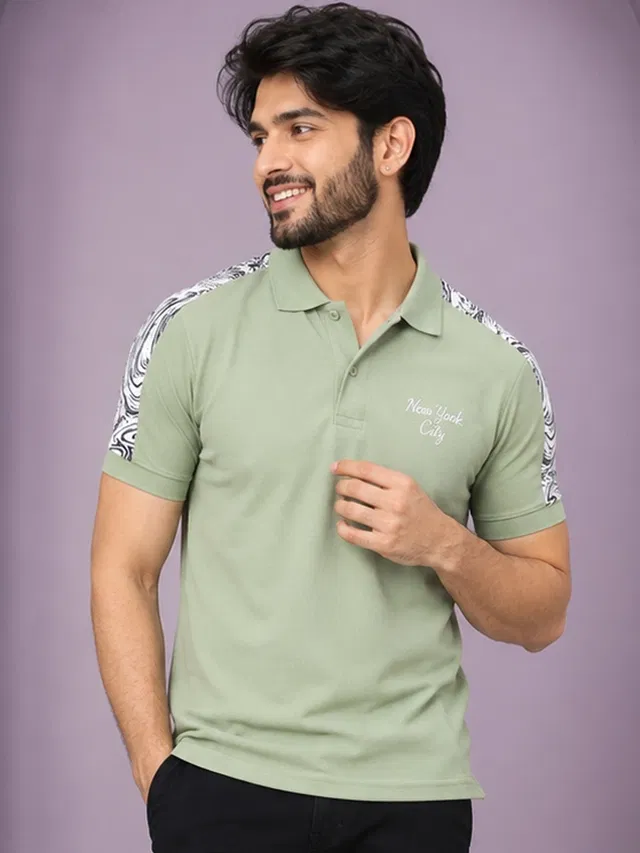 Polo Printed Short Sleeves T-shirt for Men (Pista, M)