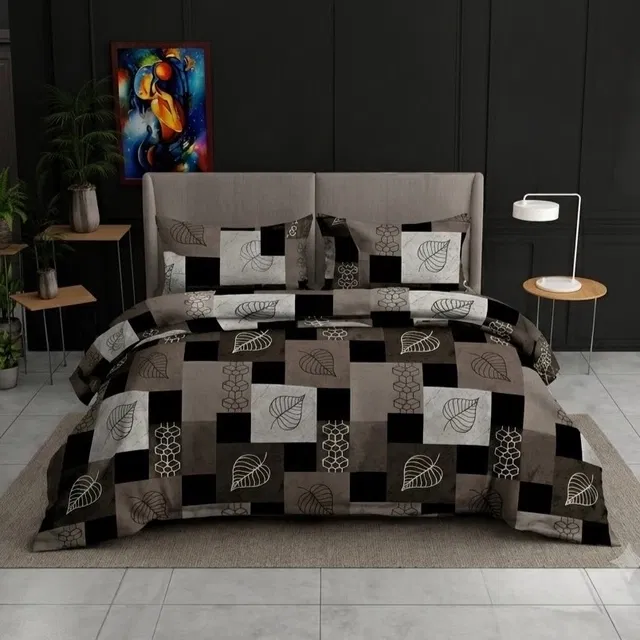 Simple Home 120TC Abstract Floral Queen Bedsheet 88x96inch Brown
