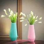 Akaar Decor plastic Sea Green & Pink vase 8inch Pack of 2