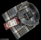 Cotton Blend Checked Shirt for Men, Grey 