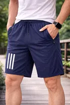Polyester Printed Shorts for Men, Navy Blue 