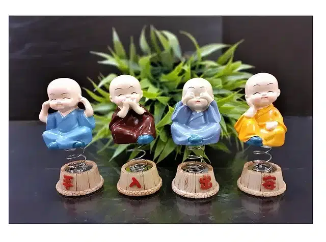 Polyresin Little Monks Lamba Car Dashboard Idols (Multicolor, 9.5 cm) (Pack of 4)