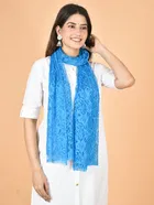 Net Self-Design Dupatta for Women (Turquoise, 2.2 m)