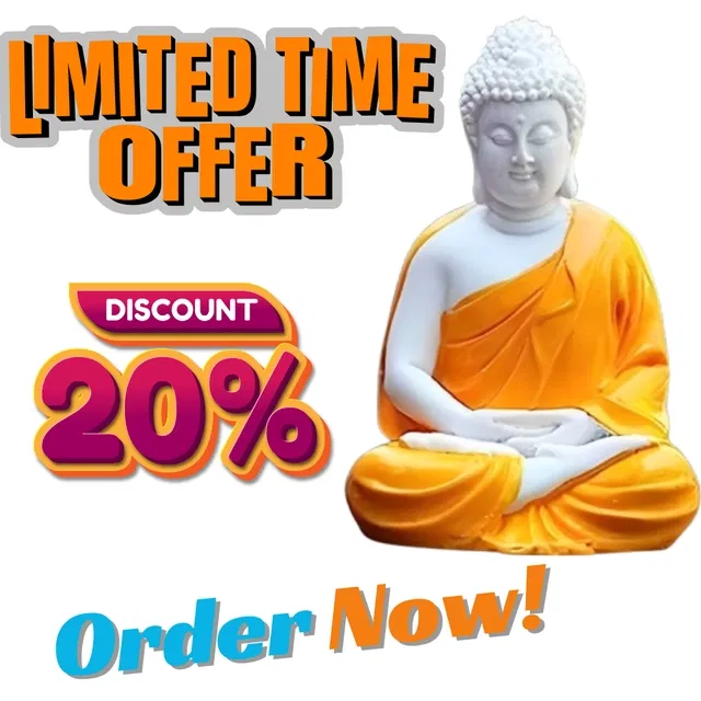 Poly Resin Lord Gautam Buddha Idol (Orange)