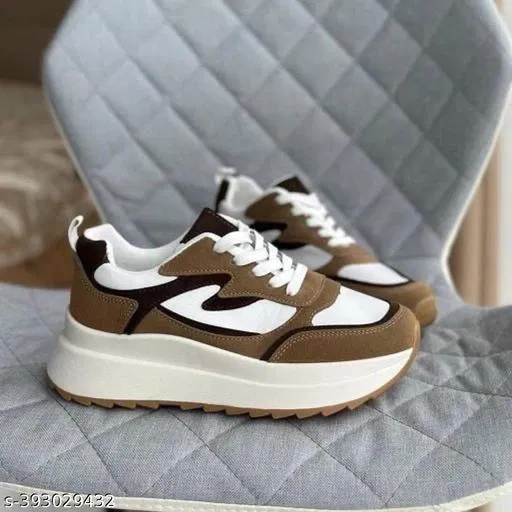 Casual Shoes for Women (Tan & White, 7)