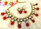 Handicraft Premium Quality Kundan Jewellery Set for Women, Red