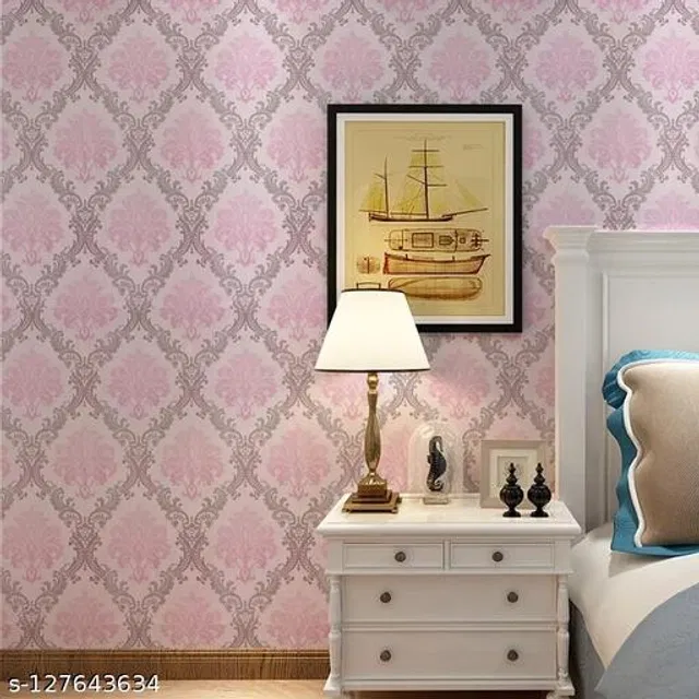 Bliss PVC Wallpaper for Home (Pink, 45x250 cm)