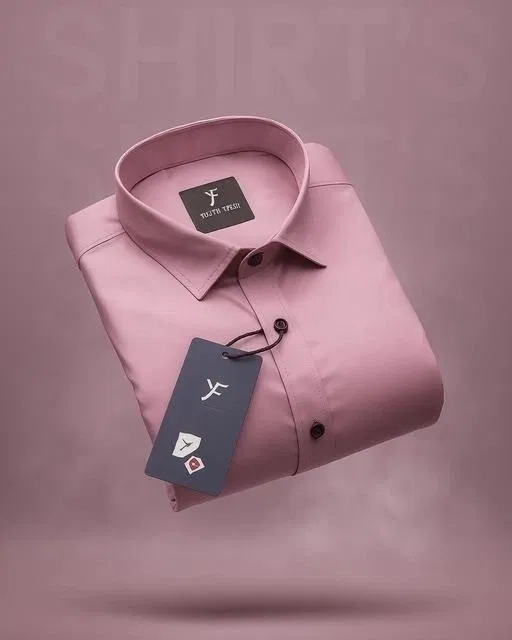 Cotton Blend Solid Shirt for Men, Lavender (L)