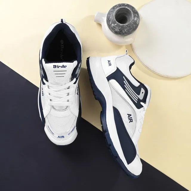 Sports Shoes for Men (Navy Blue & White, 8)