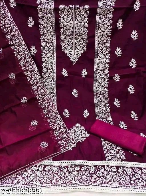 Embroidered Botanical Patiala Suit for Women (Purple, Un Stitched)