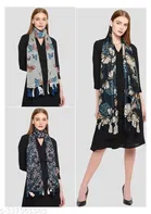 Chiffon Printed Scarves for Women, Multicolor, Pack of 3