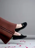 Solid Synthetic Loafers for Women 