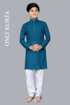 Cotton Solid Kurta for Boys (Blue, 3-4 Years)