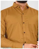 Cotton Blend Solid Shirt for Men, Mustard 