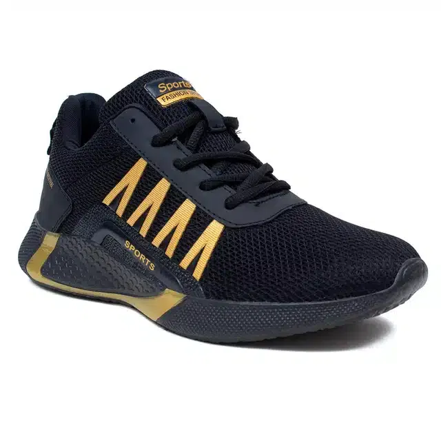 Sports Shoes for Men (Black & Gold, 8)