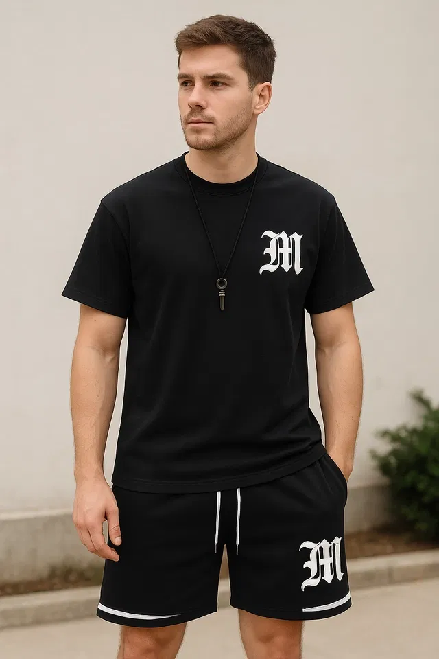 Half sleeve Track suit for men (Black, M)
