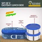 Easy Black Lunch Box With 2 Steel Containers And 1 Bag 