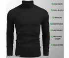 Cotton Blend Hi-Neck Solid Sweatshirt for Men 