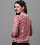 Lycra Striped Top for Women, Pink 