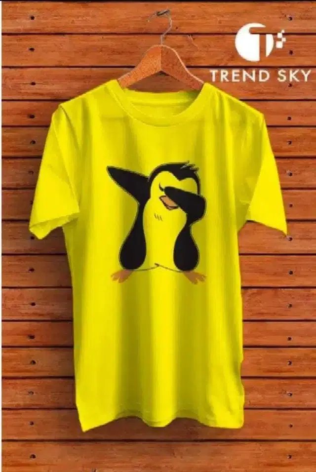 Printed Round Neck T-Shirt for Men (Yellow, M)